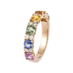 Anillo Diamantes Y Zafiros Colores Rainbow