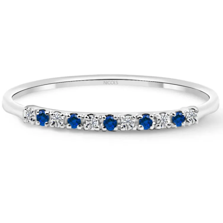 Anillo Diamantes Zafiro Azalea 0.04 Oro Blanco