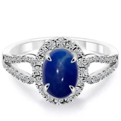 Anillo Diamantes Zafiro Cabujon Royal Jewels