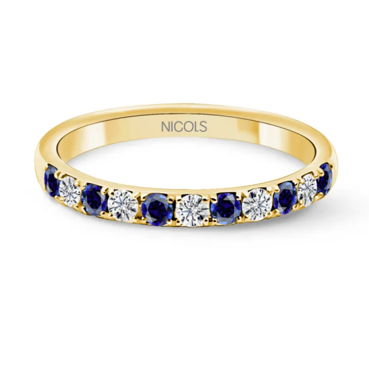 Anillo Diamantes Zafiros Azalea Oro Amarillo