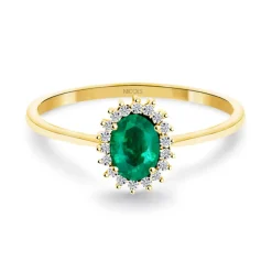 Anillo Esmeralda 0.50 Diamantes Candy Oro Amarillo