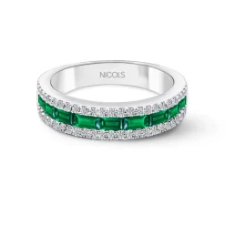 Anillo Esmeralda Alianza Baguette Amelia