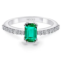 Anillo Esmeralda 0.65Ct Oro Blanco Dafne Color