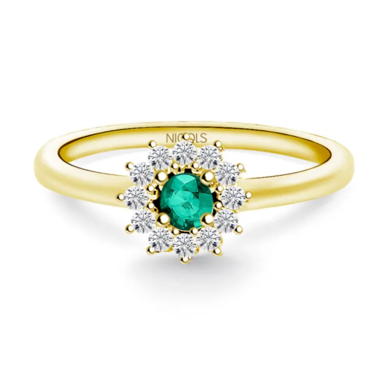 Anillo Esmeralda Margarita 0.25 Oro Amarillo