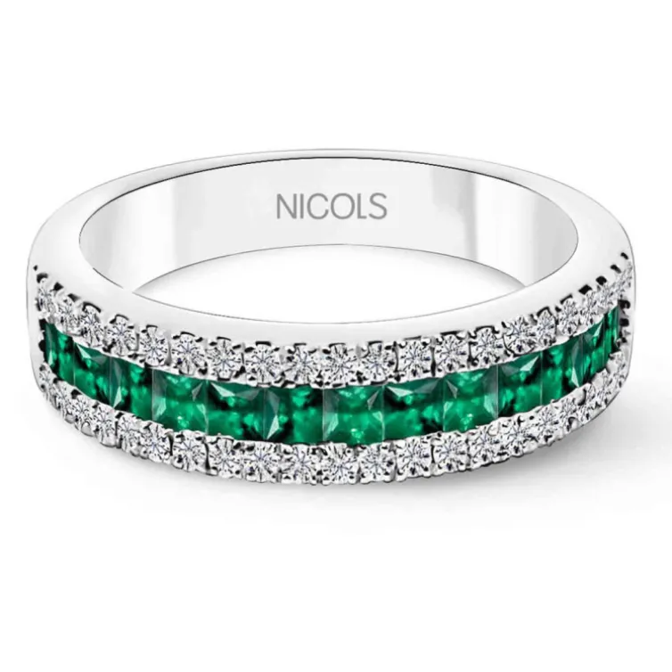 Anillo Esmeralda Princesa y Diamantes Amelia 0.30