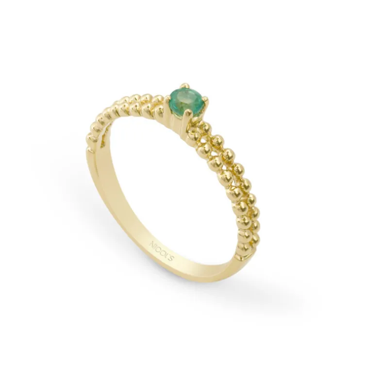 Anillo Esmeralda Solitario Bolitas