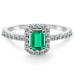 Anillo Esmeralda Sunset Rectangle 0.40Ct Oro Blanco