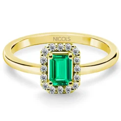 Anillo Esmeralda Sunset Rectangle 0.40Ct Oro Amarillo
