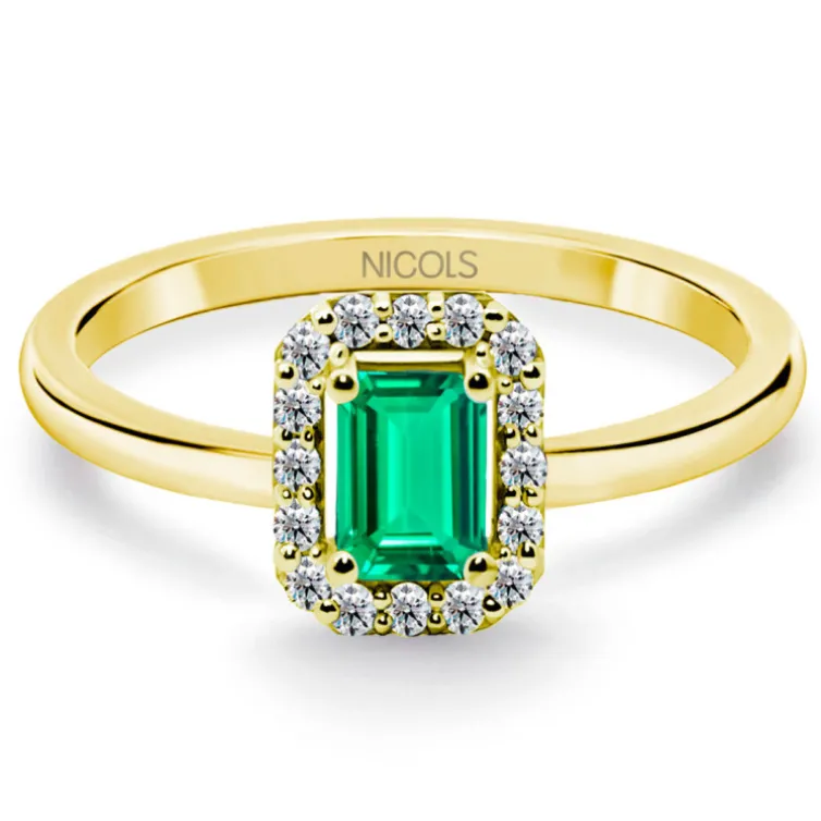 Anillo Esmeralda Sunset Rectangle 0.40Ct Oro Amarillo