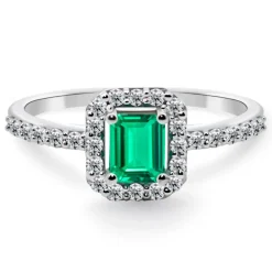 Anillo Esmeralda Sunset Rectangle 0.55Ct Oro Blanco