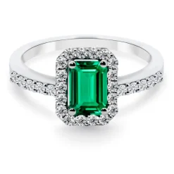 Anillo Esmeralda Sunset Rectangle 0.65Ct Oro Blanco