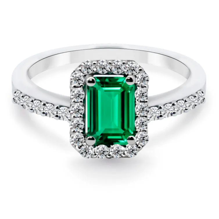 Anillo Esmeralda Sunset Rectangle 0.65Ct Oro Blanco