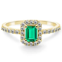 Anillo Esmeralda Sunset Rectangle 0.40Ct Oro Amarillo
