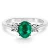 Anillo esmeralda y brillantes tresillo Sunset Oval