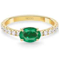 Anillo Esmeralda y Diamantes Lolita 0.45 Oro Amarillo