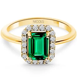 Anillo Esmeralda y Diamantes Sunset 0.75 Ct