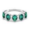 Anillo Esmeraldas Ovales y Diamantes Riviere Royal