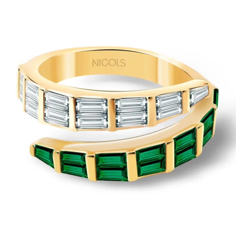 Anillo Esmeraldas y Diamantes Royal Snake Oro Amarillo