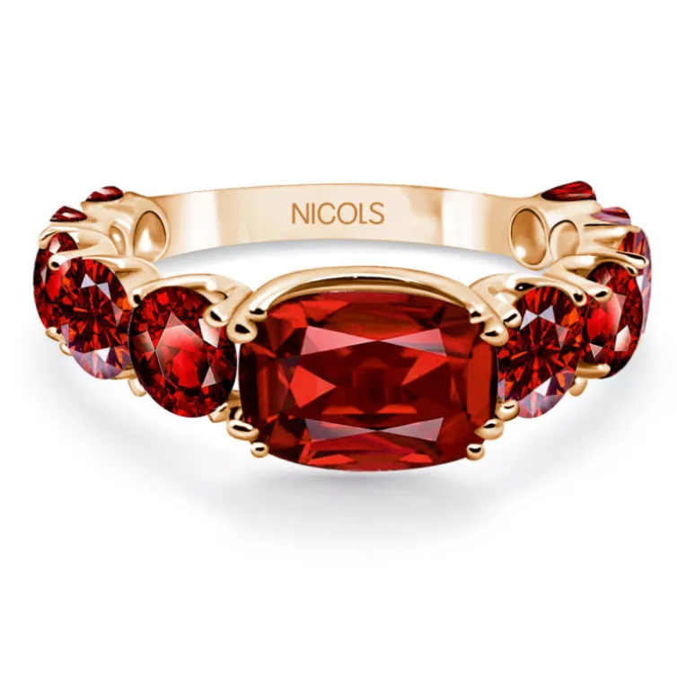 Anillo Granate Rainbow Oro Rosa