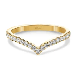 Anillo media alianza en V Oro amarillo y Diamantes