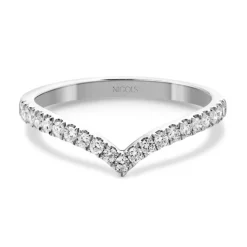 Anillo media alianza en V Oro blanco y Diamantes