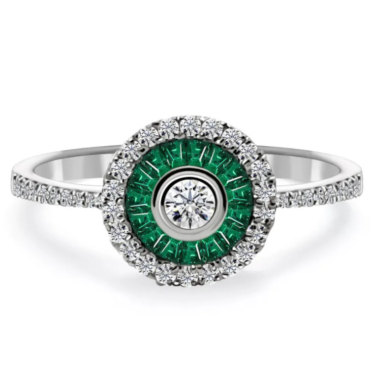 Anillo Ojo De Perdiz Granate Verde