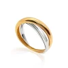 Anillo Onda Cruce Oro Amarillo Blanco