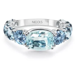 Anillo Oro Aguamarina Rainbow