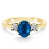 Anillo oro amarillo con zafiro y diamantes tresillo Sunset Oval