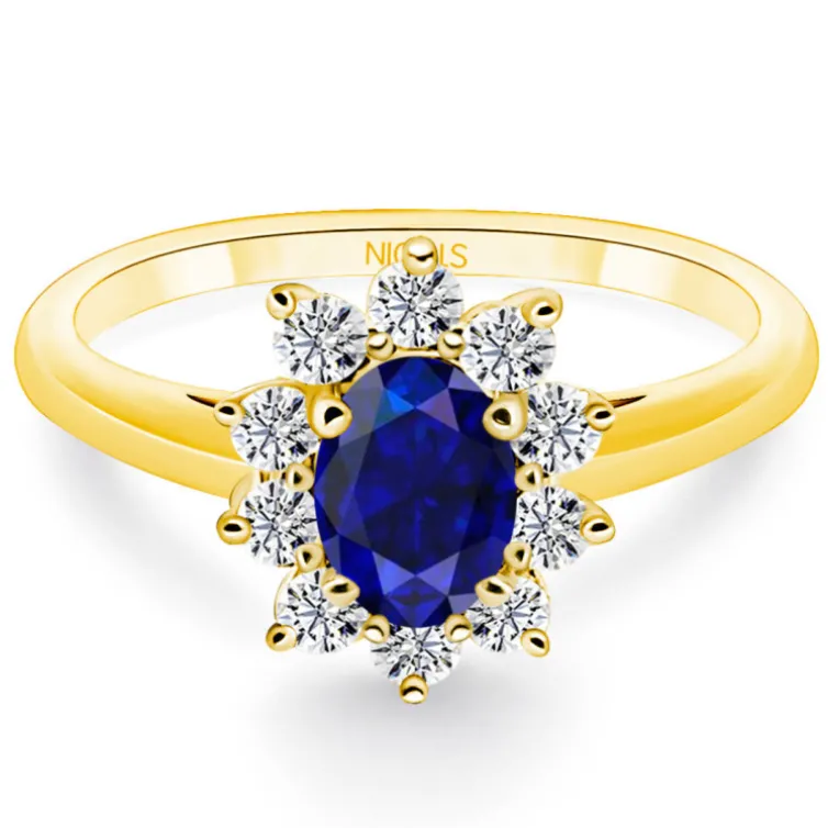 Anillo oro amarillo y zafiro oval Dalia 0.70