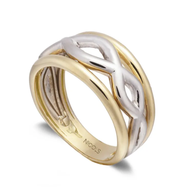Anillo Oro Basic Gold Cenefa Cruzada