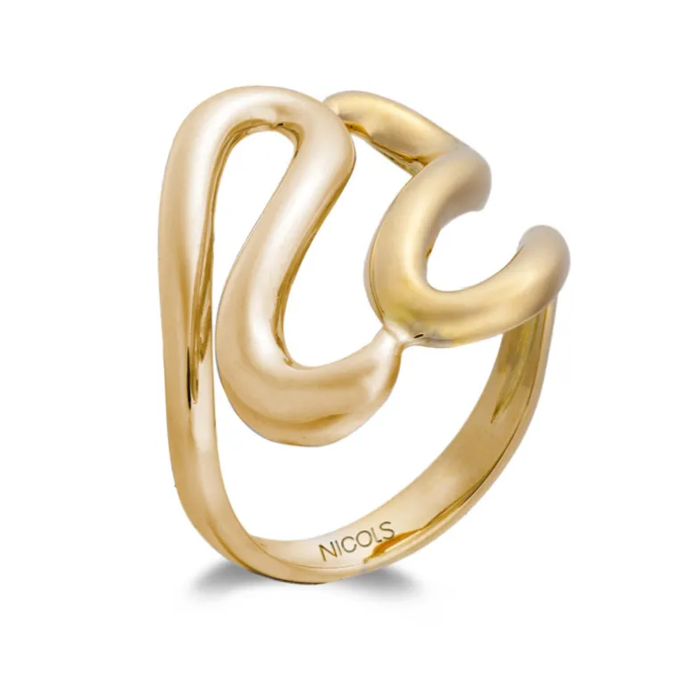 Anillo Oro Basic Gold Latigo Cuatro Ondas Unidas