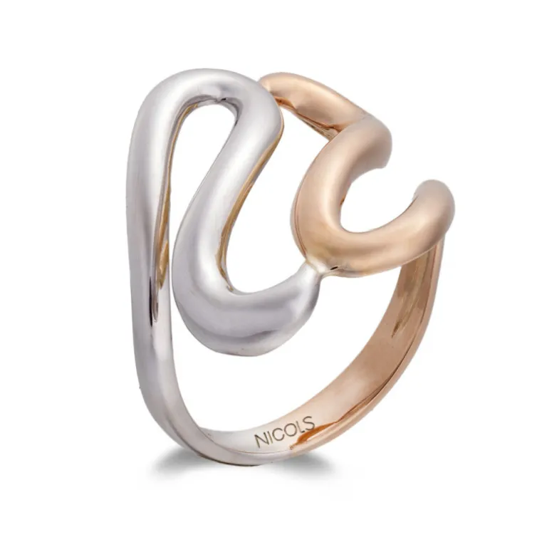 Anillo Oro Basic Gold Latigo Cuatro Ondas Unidas
