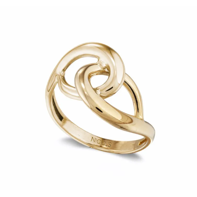 Anillo Oro Basic Gold Onda Cruzada
