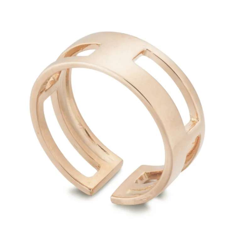 Anillo Oro Basic Gold Pulgar 4 Huecos Cuadrado