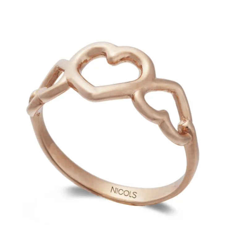 Anillo Oro Basic Gold Triple Corazón Fino