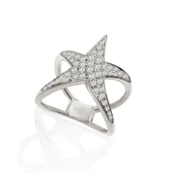 Anillo Oro Blanco Y Diamantes Estrella De Mar