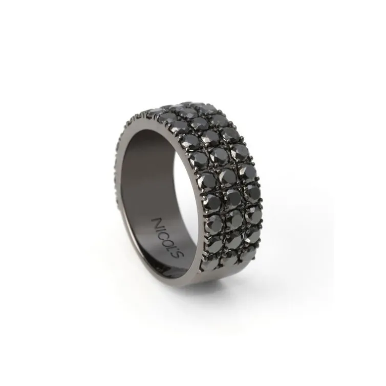 Anillo Oro Diamantes Negros Black Power