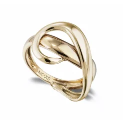 Anillo Oro Escultural Concava Onda Latigo Oro Amarillo