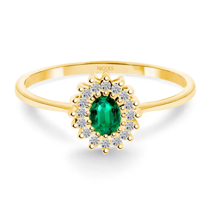 Anillo Oro Esmeralda Oval Detail