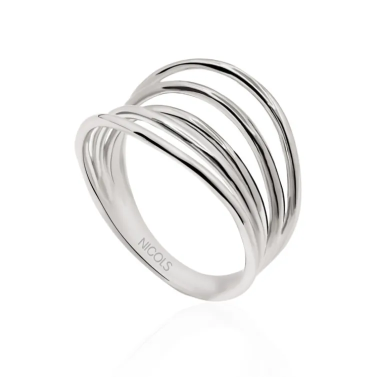 Anillo Oro Minimalista 5 Lineas Onduladas