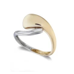 Anillo Oro Minimalista Banda Tu y Yo Bicolor