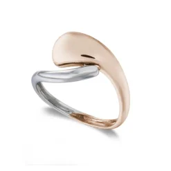 Anillo Oro Minimalista Banda Tu y Yo Bicolor