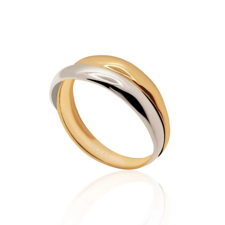 Anillo Oro Minimalista Onda Doble