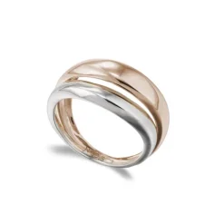 Anillo Oro Minimalista Onda Doble Ancha