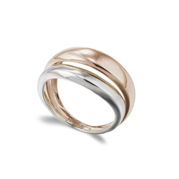 Anillo Oro Minimalista Onda Doble Ancha