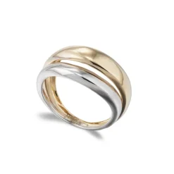 Anillo Oro Minimalista Onda Doble Ancha