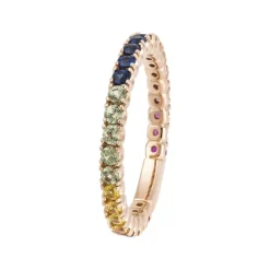 Anillo Oro Rosa Rainbow 19 Zafiros Colores 0.98Ct