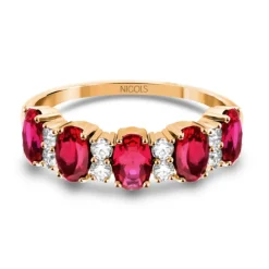 Anillo Oro Rubís Ovales y Diamantes Riviere Royal Oro Rosa