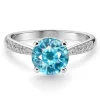 Anillo Oro Y Zircon Azul Solitario Nicole 1.50